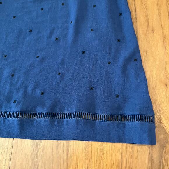 WRAP London Shirt Dress 4 Linen Embroidered Eyelet Mandarin Collar - Picture 7 of 12